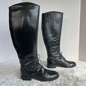 Ariat Black Tall Lace-Up Riding Boots- 7.5 Med  Calf Wide #55101
